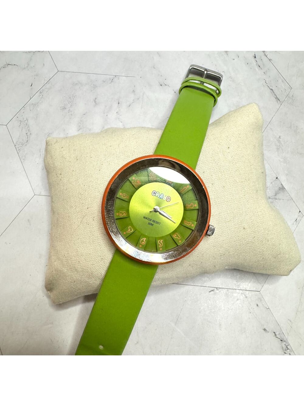 Crayo Celebration Unisex Watch Green Rubber Coated Quartz 38mm New Battery